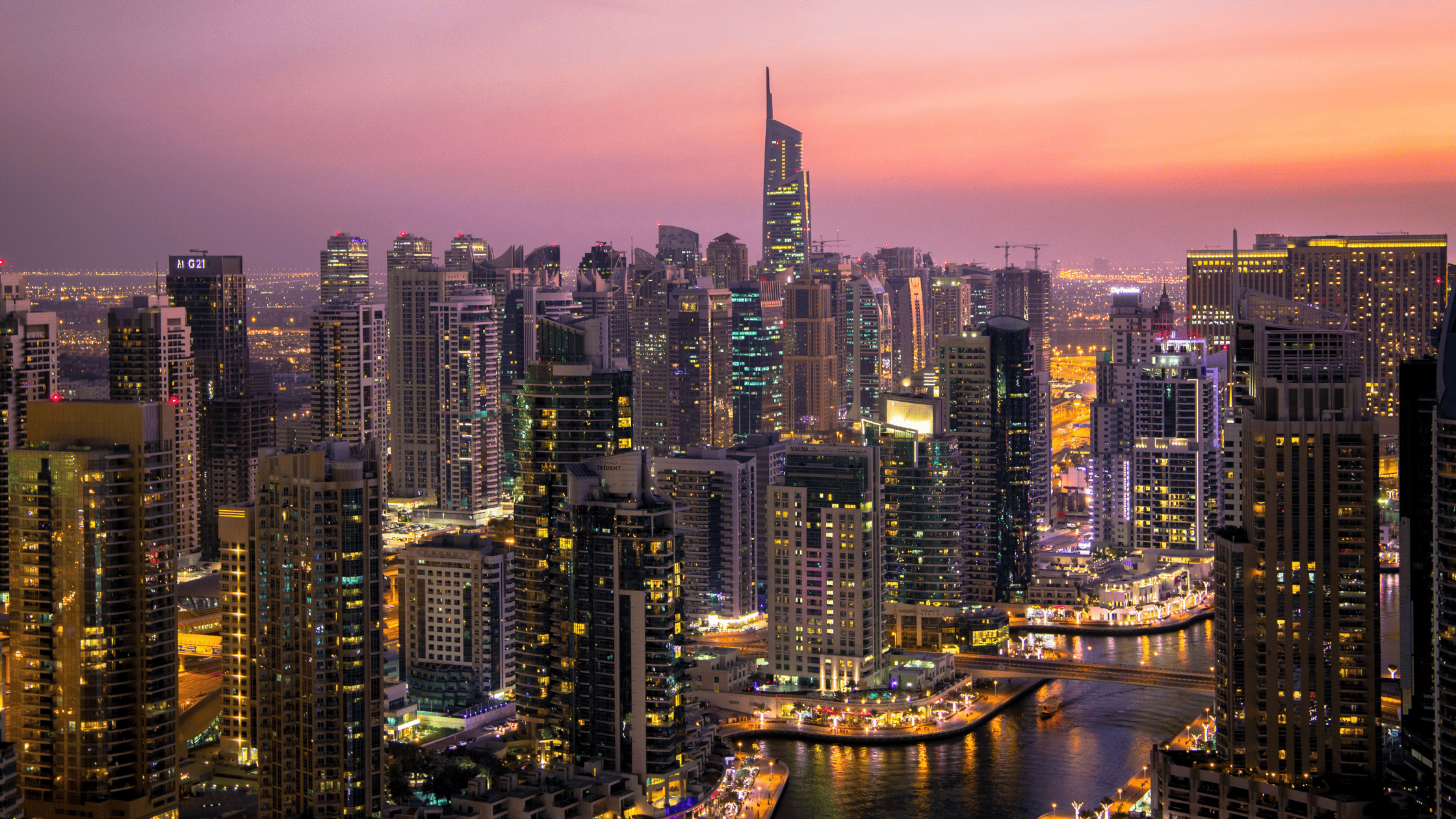 Aerial shot of Dubai Buildings